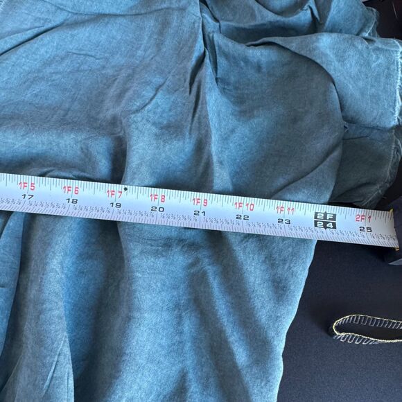 Young Fabulous Broke M Blue 100% Rayon Wrap Tie Crop Blouse Coastal Casual - Picture 8 of 11